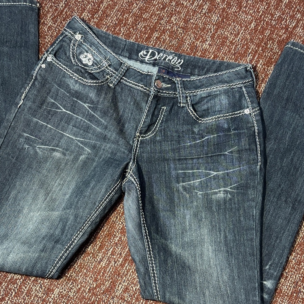 Dereon vintage dark wash jeans mid rise y2k style denim women’s 7/8